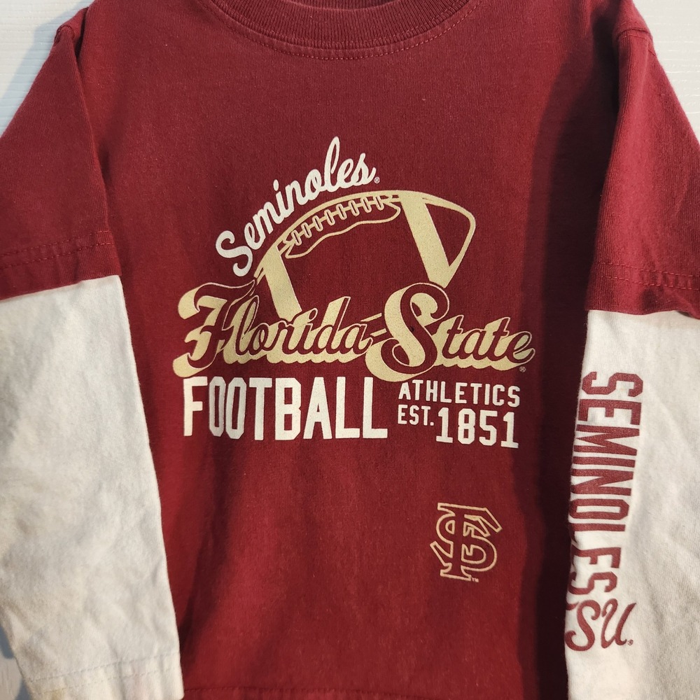 FSU Florida State Seminoles Football Layered Long Sleeve Shirt 3T 100% Cotton